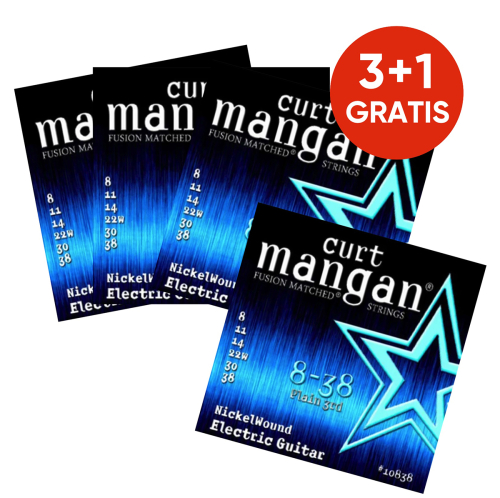 Curt Mangan 10838 Nickelwound Snaren voor Elektrische Gitaar (8-38) 3 + 1 Actie