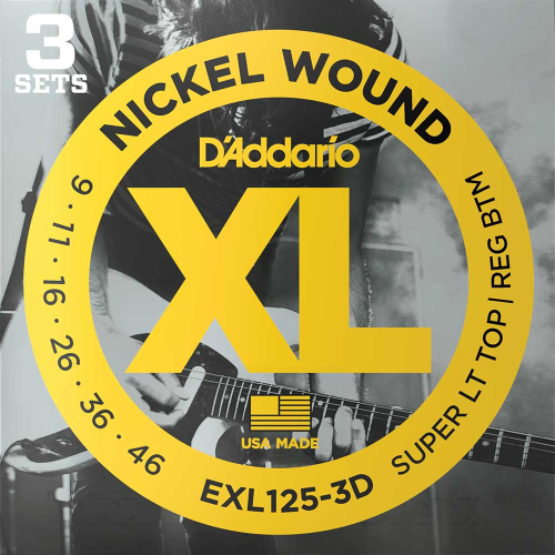 D'Addario EXL125-3D Nickel Wound Snaren voor Elektrische Gitaar (9-46) 3-Pack