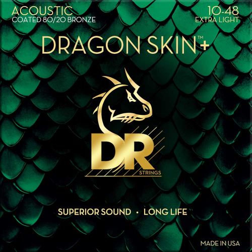 DR Strings DA8-10 Dragon Skin+ Akoestische Snaren (10-48) 80/20 Bronze, Coated