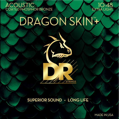 DR Strings DAP-10 Dragon Skin+ Akoestische Snaren (10-48) Phosphor Bronze, Coated