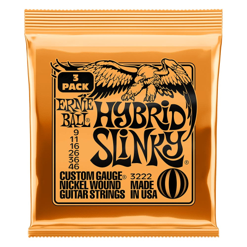 Ernie Ball 3222 Hybrid Slinky (3 sets 2222) Elektrische Gitaarsnaren (9-46) 3-Pack