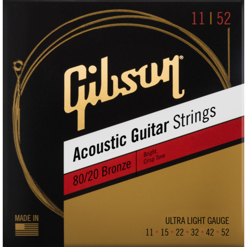 Gibson SAG-BRW11 Bronze 80/20 Akoestische Gitaarsnaren (11-52) Ultra Light
