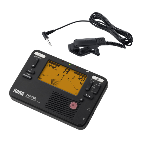 Korg TM-70CT BK Combo Stemapparaat en Metronoom + CM400 Contactmicrofoon Zwart