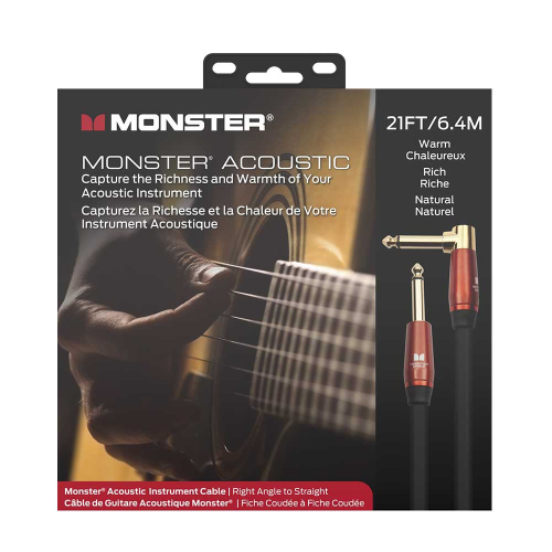Monster Cable Acoustic Gitaarkabel 6.4 Meter Recht / Haaks 600559 - Aanbieding