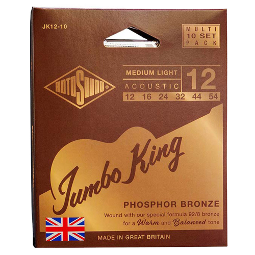 Rotosound JK12-10 Jumbo King Akoestische Gitaarsnaren (12-54) 10-Pack
