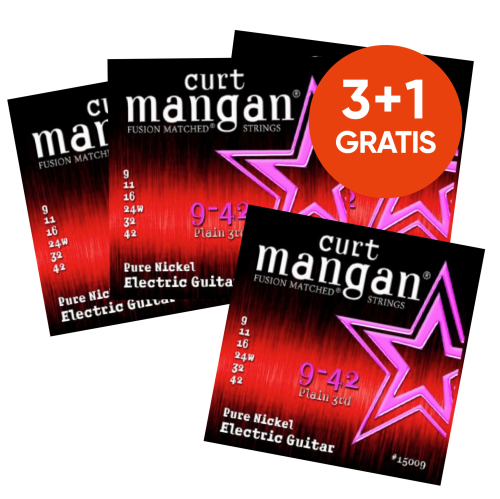 Curt Mangan 15009 Pure Nickel Snaren voor Elektrische Gitaar (9-42) - 3+1 actie