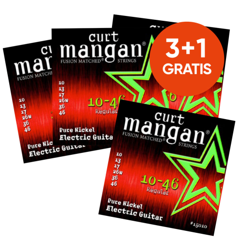 Curt Mangan 15010 Pure Nickel Snaren voor Elektrische Gitaar (10-46) - 3+1 actie