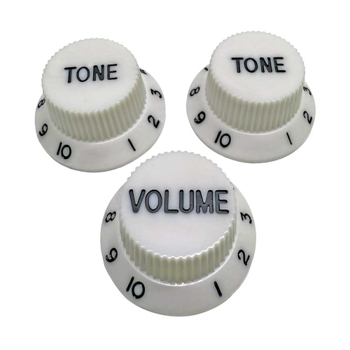 AxLabs AX-LA479A498 Strat-Style Knoppenset Metrisch Wit / Zwart (Set van 3)