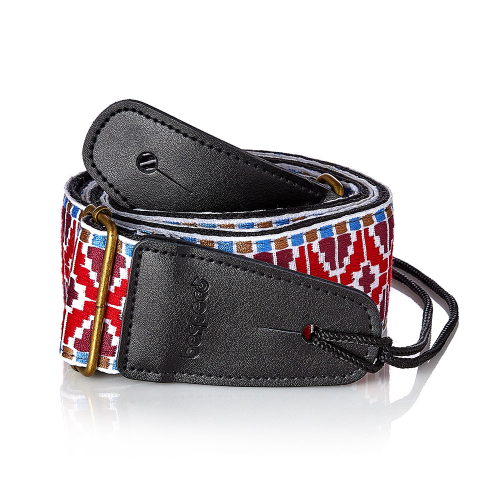 Bespeco TCJRD Jacquard Geweven Gitaarband Rood/Wit/Goud