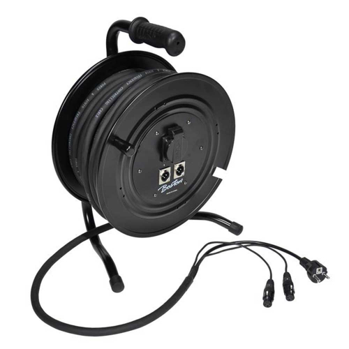 Boston CR-02P-25 Cable Drum Combikabel 2x XLR en 1x Schuko (Stroom) 25 Meter