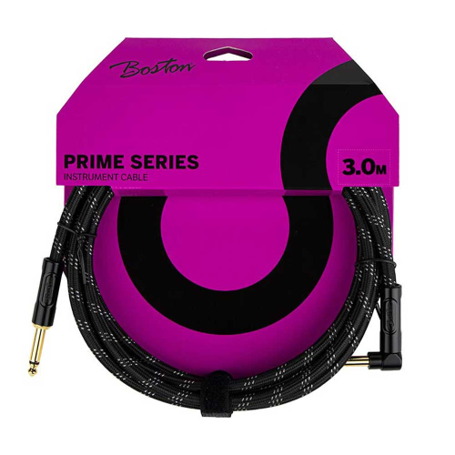 Boston GCRB-30A Prime Series Black Tweed Gitaarkabel Recht-Haaks 3 Meter