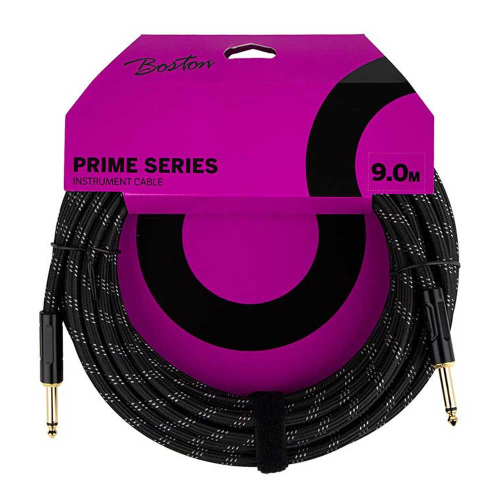 Boston GCRB-90 Prime Series Black Tweed Gitaarkabel Recht 9 Meter