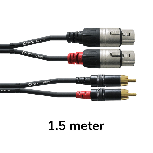 Cordial CFU1.5FC Audio Verloopkabel Stereo XLR Female naar RCA Male 1.5 Meter