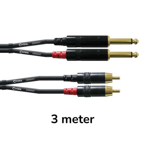 Cordial CFU3PC Audio Verloopkabel Stereo RCA Male naar Jack Male 3 Meter