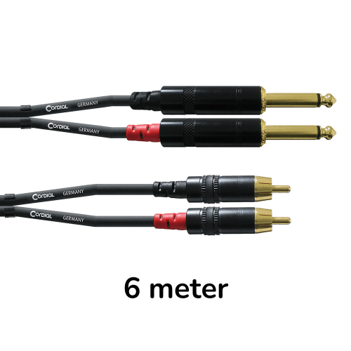 Cordial CFU6PC Audio Verloopkabel Stereo RCA Male naar Jack Male 6 Meter