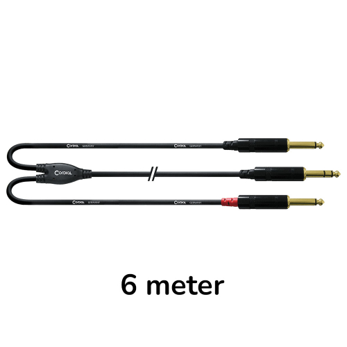 Cordial CFY6VPP Y-Adapterkabel Splitkabel Stereo Jack naar 2x Mono Jack 6 Meter