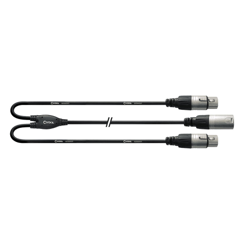 Cordial CFY0.3MFF Y-Adapterkabel Splitkabel XLR Male naar 2x XLR Female 30cm