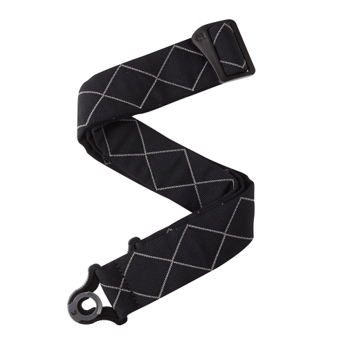 D'Addario 50BAL02 Auto Lock Gevoerde Gitaarband Black Padded Diamonds