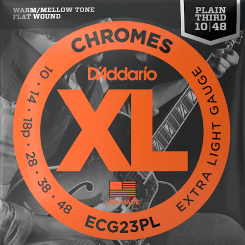 D'Addario ECG23PL Flat Wound Chromes Plain 3rd Elektrische Snaren (10-48)