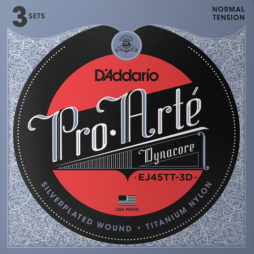 D'Addario EJ45TT-3D Titanium Trebles Klassieke Gitaarsnaren 3-Pack