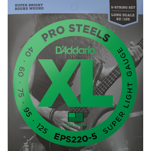 D'Addario EPS220-5 ProSteels Bassnaren 5-Snarig (40-125)