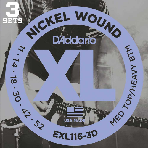 D'Addario EXL116-3D Snaren voor Elektrische Gitaar (11-52) 3-Pack