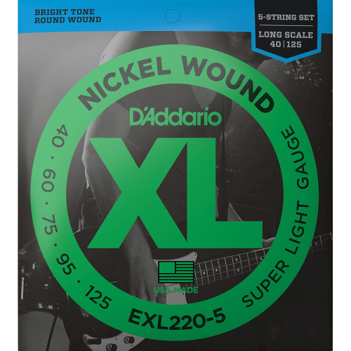D'Addario EXL220-5 Bassnaren 5-Snarig (40-125) Super Light
