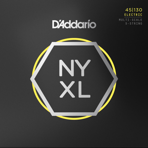 D'Addario NYXL45130MS Multi-Scale Bassnaren 5-Snarig (45-130) Regular Light