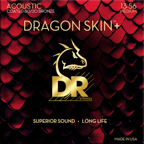 DR Strings DA8-13 Dragon Skin+ Akoestische Snaren (13-56) 80/20 Bronze, Coated