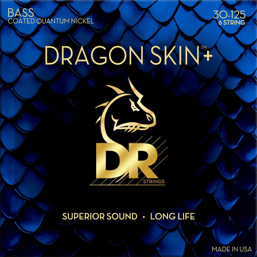 DR Strings DBQ6-30 Dragon Skin+ Coated Quantum Nickel Bassnaren 6-Snarig (30-125)