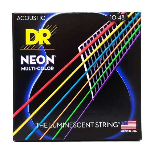 DR Strings NMCA-10 Neon Multicolor Akoestische Snaren (10-48), K3 Coating