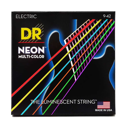 DR Strings NMCE-9 Neon Multi-Color Elektrische Snaren (9-42), K3 Coating