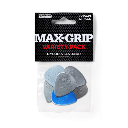 Dunlop PVP449 Nylon Standard Max-Grip Plectrum Variety 12-Pack