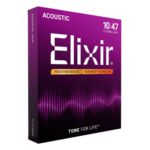 Elixir 16152 Nanoweb Phosphor Bronze Snaren voor 12-Snarige Akoestische Gitaar (10-47)