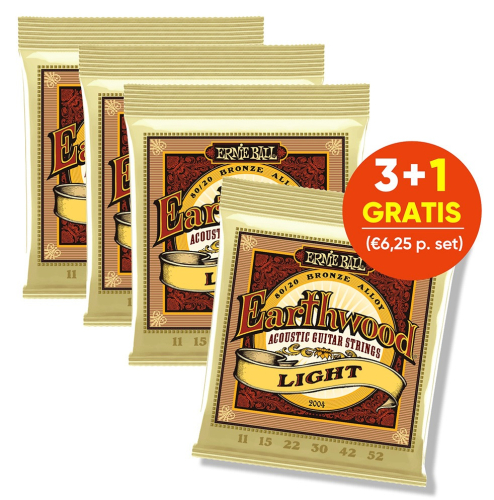 Ernie Ball 2004 Earthwood Akoestische Snaren (11-52) Light | 3+1 Aanbieding