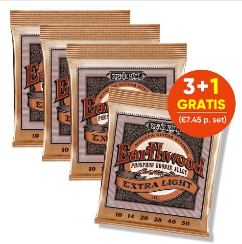 Ernie Ball 2150 Earthwood Phosphor Bronze Akoestische/Western Snaren (10-50) | 3+1 Aanbieding