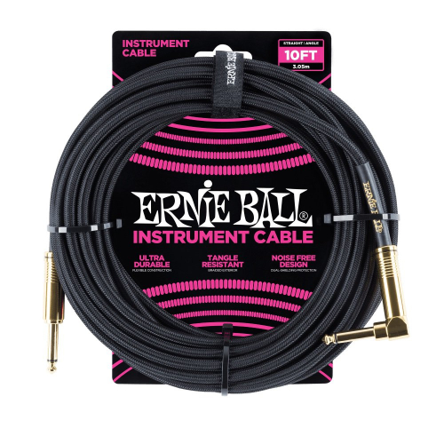 Ernie Ball 6081 Gevlochten Gitaarkabel Zwart 3 Meter