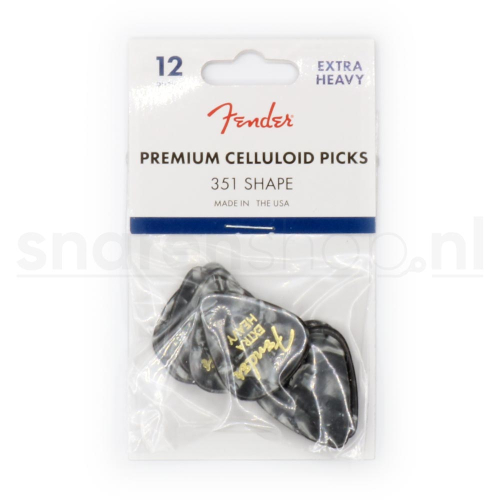 Fender 351 Shape Premium Celluloid Plectrums Extra Heavy 12-Pack - Black Moto 1980351643