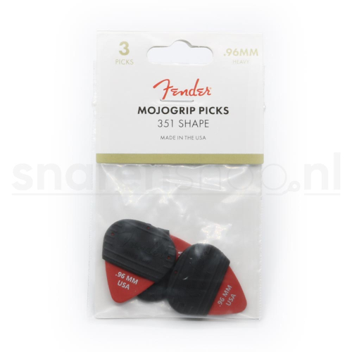Fender 351 Shape MojoGrip Plectrum 0.96mm Rood 3-Pack 1985351405