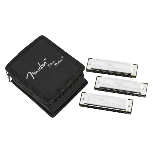 Fender Blues Deluxe Mondharmonica 3-Pack met Case (C, G, A) 0990701021