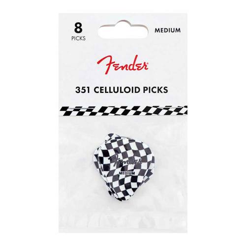 Fender Checkerboard Celluloid 351-Shape Medium Plectrums 8-Pack 1980351088