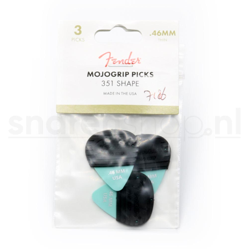 Fender 351 Shape MojoGrip Plectrum 0.46mm Blauw 3-Pack 1985351401