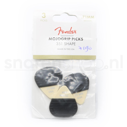 Fender 351 Shape MojoGrip Plectrum 0.71mm Wit 3-Pack 1985351403
