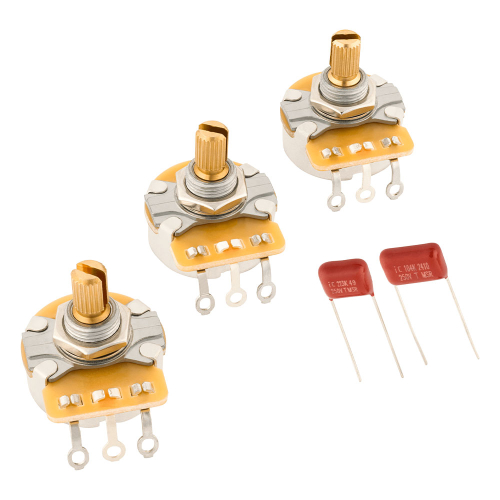 Fender Stratocaster 250K Audio Taper Split Shaft Potmeter en Condensator Kit 3-Pack 0990830003