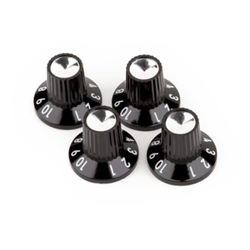 Fender Versterker Knoppenset Black/Silver Skirted Push-On (4 Stuks) 0054419049