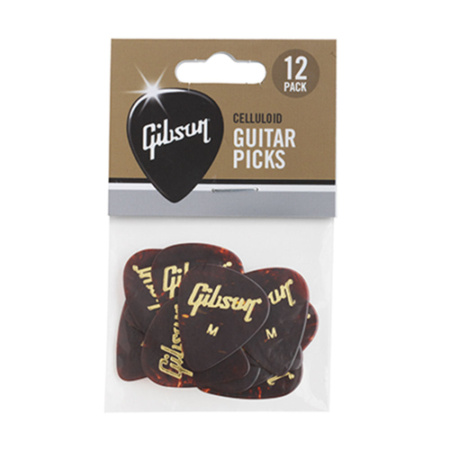 Gibson APRT12-74M Celluloid Tortoise Medium Plectrum 12-Pack