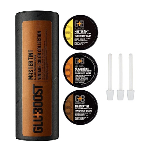 GluBoost MasterTint Vintage Kit Pigmentpoeder Set voor CA Lijmen (Amber/Geel/Bruin)