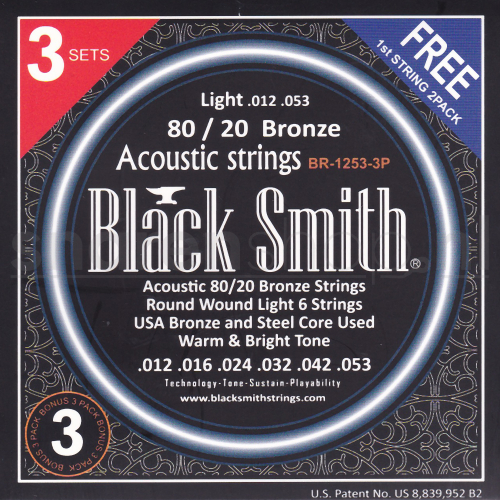 BlackSmith BR-1253-3P Snaren voor Akoestische Gitaar (12-53) 3-Pack (Incl. 2x Gratis .012 Snaar)