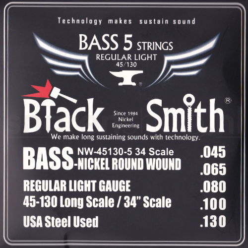 BlackSmith NW-45130 Bassnaren 5-Snarig Nickel Round Wound (45-130)