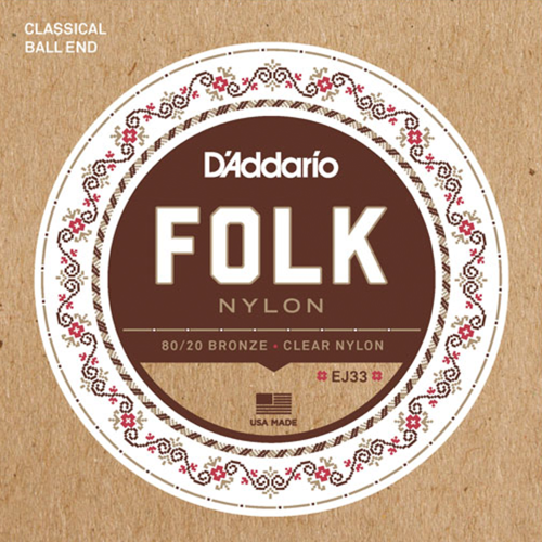 D'Addario EJ33 Folk Nylon 80/20 Bronze Clear Nylon Gitaarsnaren